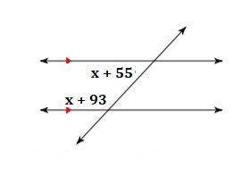 The image shows parallel lines cut by a transversal. The expressions represent unknown angle measur
