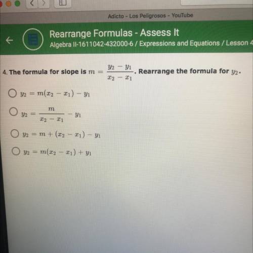 Rearrange the formula for y2