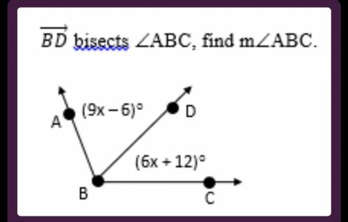 BD bisects /ABC, Find m/ABC