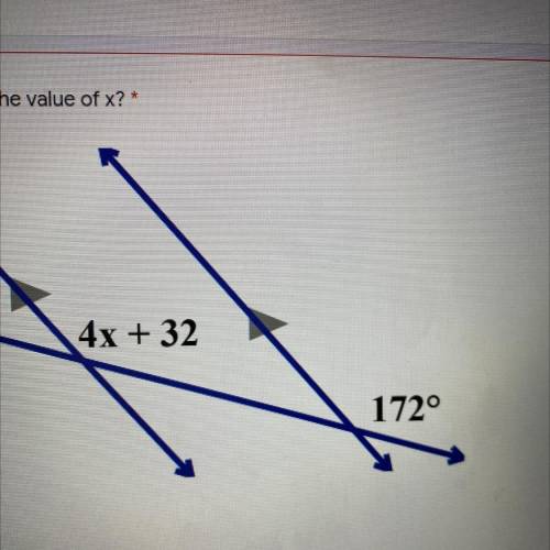 What is the value of x? *
4x + 32
172°
Your answer