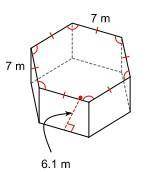 What's the lateral area of the drawing? A Shape Question 4 options: 588 m² 284 m² 294 m² 232 m²
