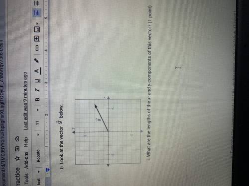 Look at the vector g below. What are the lengths of the x- and y- components of this vector