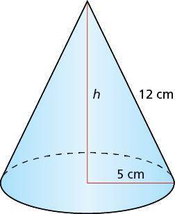 The value of the surface area (in square centimetres) of the cone is equal to the value of the volu
