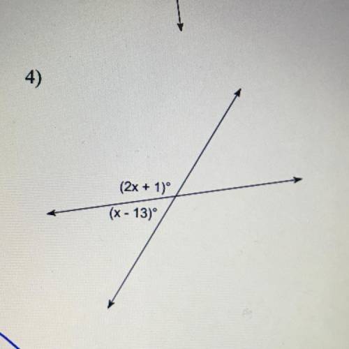 Solving equations to find angle measure
Show work please