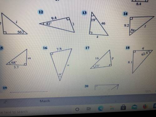 For each triangle below.find the sides marked with letter 3 significant figure . All the length are
