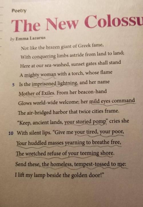 What are the paraphrase and connotation for the new colossus by Emma Lazarus