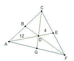 Based on the diagram, can point D be the centroid of triangle ACF? Explain.

Yes, point D is the p