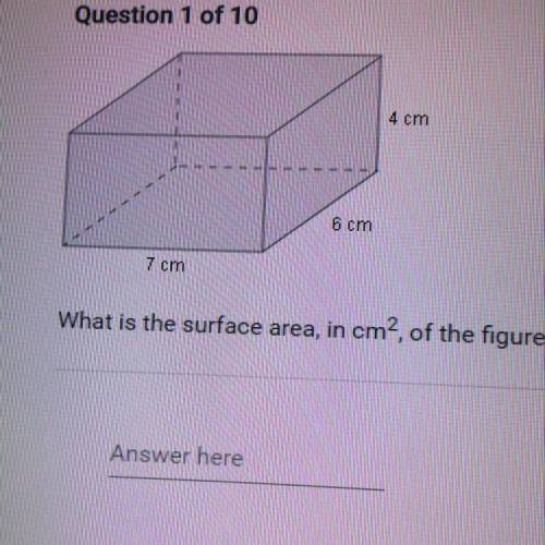 What is the surface area, in cm^2, of the figure shown above?