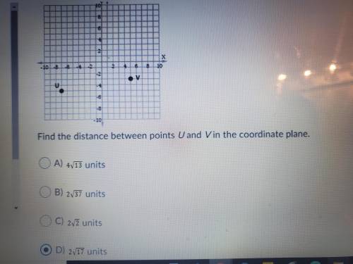 Find the distance between points U and V in the coordinate plane. PLEASE HELP!!!