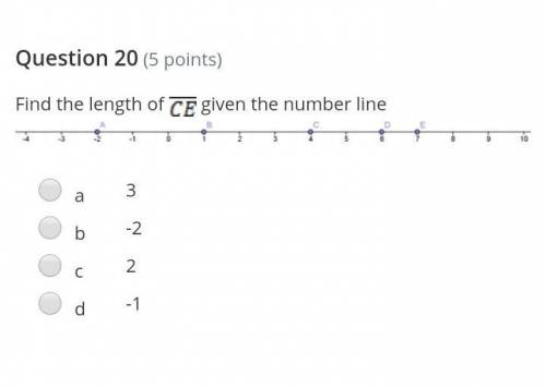 What is the length of c e given the number line