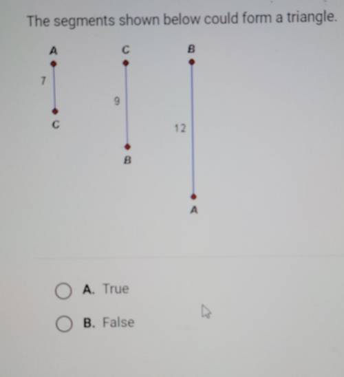 The segments shown below could form a triangle. True or False