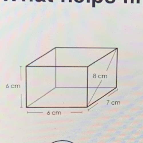 What helps find the volume of the figure?
в cm
6 cm
7 cm
6 cm