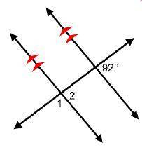 What is the measure of angle 1?

2 parallel lines are crossed by a transversal to form 8 angles. C