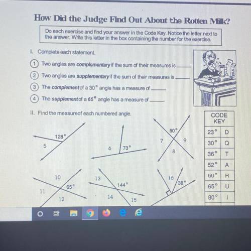 How Did the Judge Find Out About the Rotten Milk?

Do each exercise and find your answer in the Co