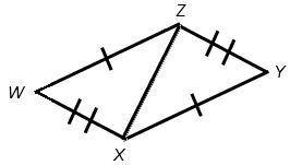 Which statement describes the congruent triangles?

Triangles W Z X and Z Y X. Sides W Z and X Y a
