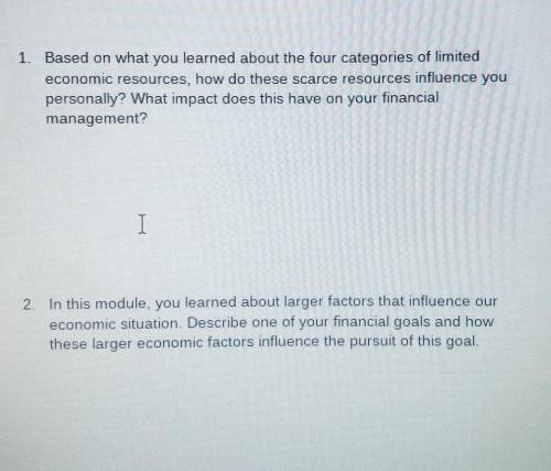 Help needed!02.08 our economic world3-5 sentences worth 5 points each