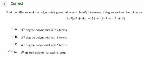 Find the difference of the polynomials given below and classify it in terms of degree and number of