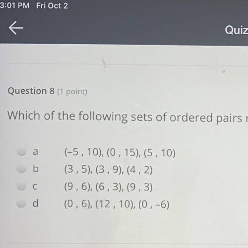 Which of the following sets of ordered pairs represents a function?