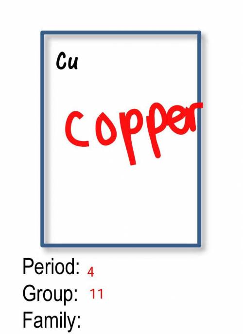 What family is the element copper in?

*if your good at this pls go to profile and answer more que