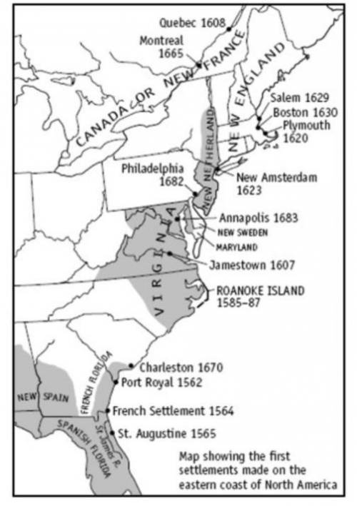 How were the first colonial settlements along the Atlantic Coast of North America similar? *

a Th
