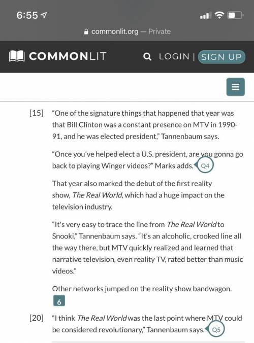 Hey can someone go on CommonLit and go read The Golden Age Of MTV and answer the questions please I