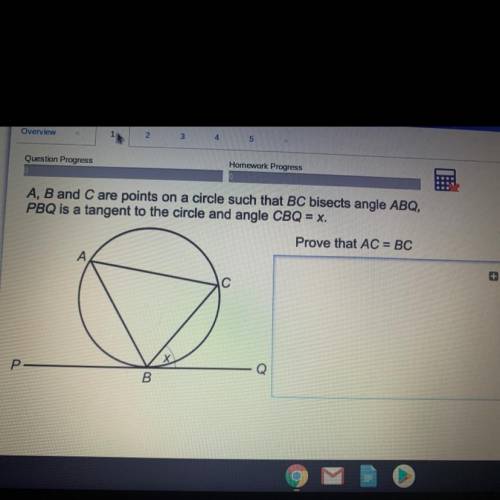 a,b and c are points on a circle such that bc bisects angle abq,pbq is a tangent to the circle and