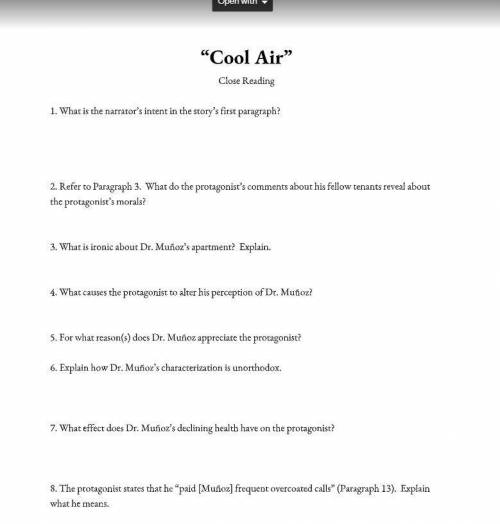 Does anyone know the answers to this story cool air? by Hp love craft