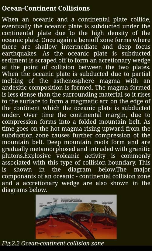 When an oceanic plate converges with a continental plate, which plate is subducted? Explain.