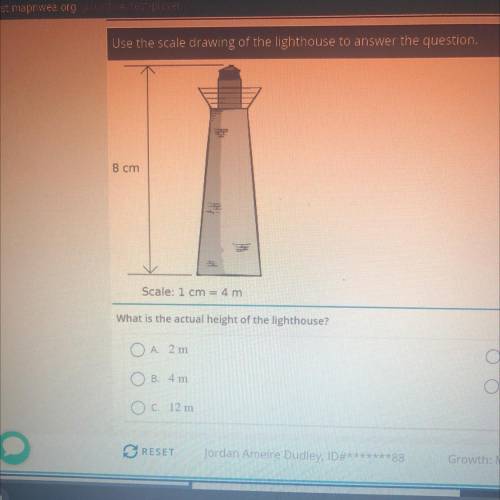 8 cm
Scale: 1 cm
4 m
What is the actual height of the lighthouse?