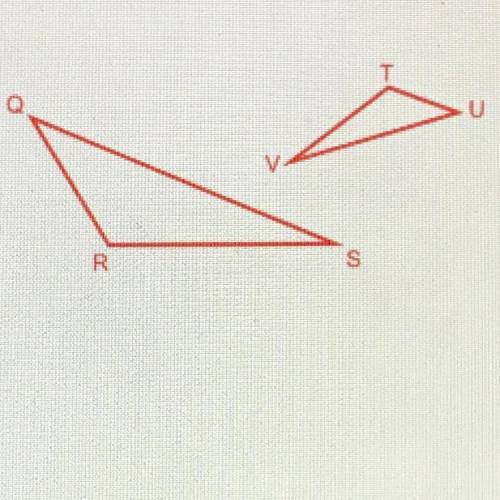 2.) The following figures are similar. Which angle corresponds to angle R?

a. Angle T
b. Angle U