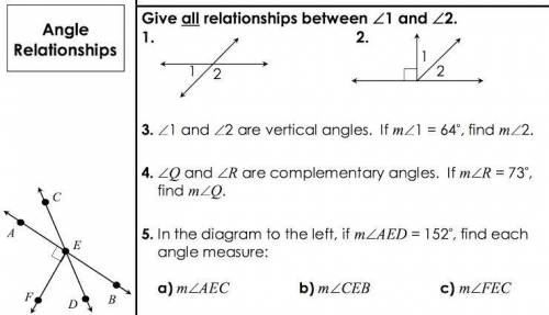 In the diagram to the left, if m∠aed=152° , find each angle measure