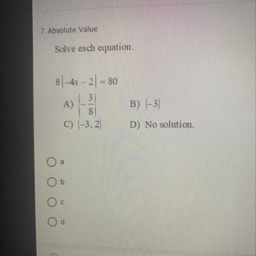 Absolute value solve the equation