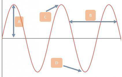 Match the part of the wave to the diagram.

Amplitude / Energy 
Trough 
Crest 
Wavelength