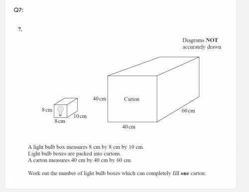 Maths question 'how many light bulbs fix into one carton'.
(see picture)