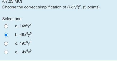 Choose the correct simplification of (7x^3y^3)^2. (5 points) 100 POINTS GIVING BRAINLIEST FOR GOOD