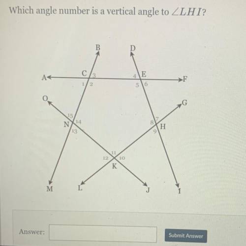 Which angle number is a vertical angle to