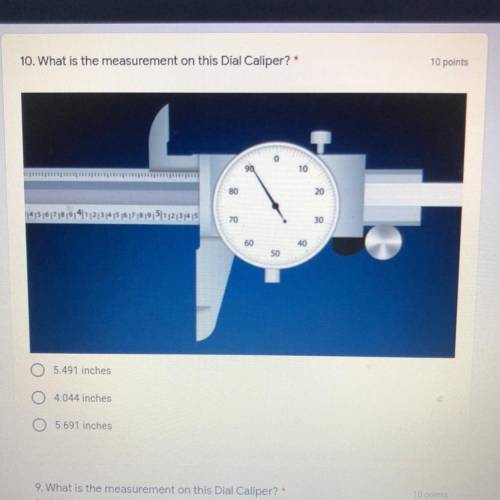 What is the measurement of this dial caliper? 
A. 5.491
B. 4.044
C. 5.691
