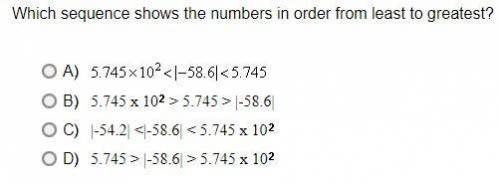 Which sequence shows the numbers in order from least to greatest?