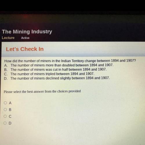 How did the number of miners in the Indian Territory change between 1894 and 1907?

A. The number