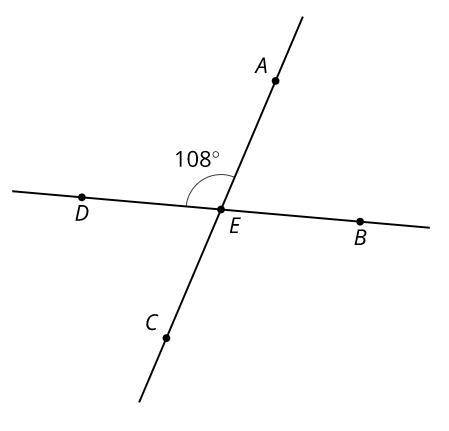 Lines AC and BD intersect at E. A figure. What is the measure of angle BEC?