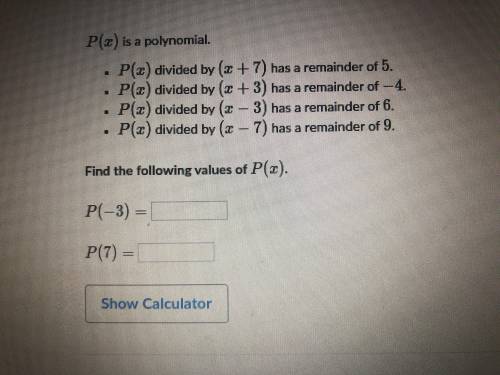 Find the following values of p(x)