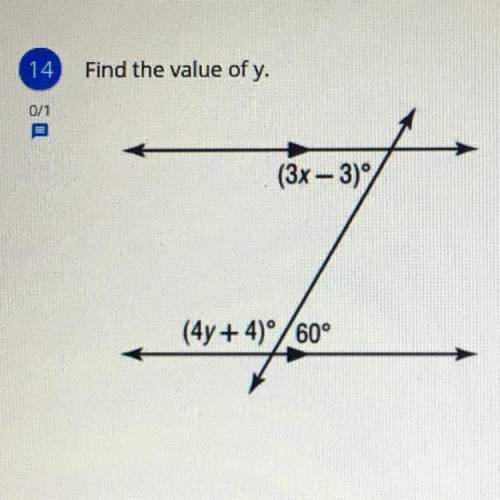 HELPP PLEASE!!
FIND THE VALUE OF Y.