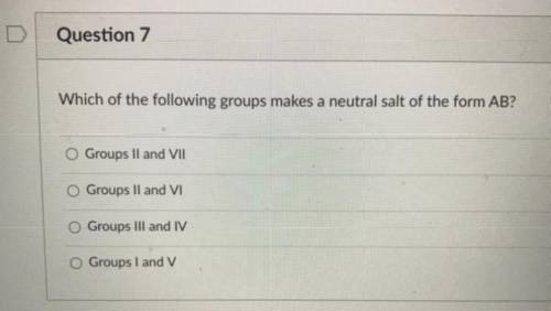 Which of the following groups makes a neutral salt of the form AB