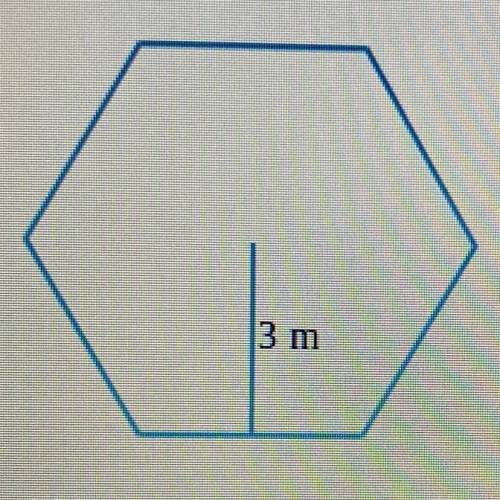 Find the area of a regular hexagon with apothem length 3 m. If necessary, write your answer in simp