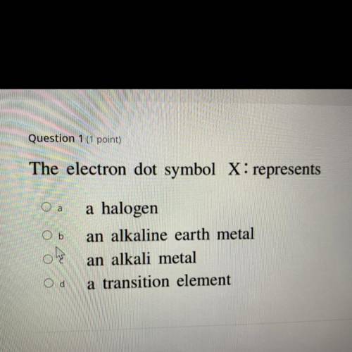 Help!!!

A. A halogen 
B. An alkaline earth metal
C. An alkali metal 
D. A transition element