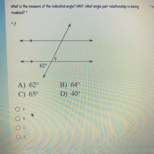 What is the measure of the indicated angle?