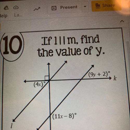 If l is parallel to m, find the value of y