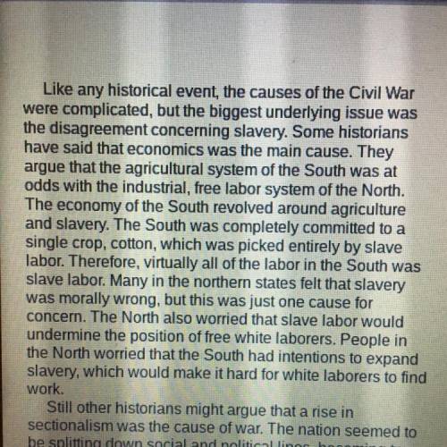 In the first paragraph which sentence supports the idea that the economy of the south revolved arou