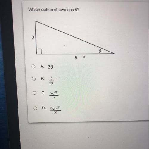 Which option shows cos Ø?