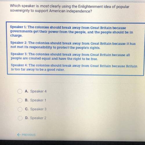 Which speaker is most clearly using the Enlightenment idea of popular

sovereignty to support Amer